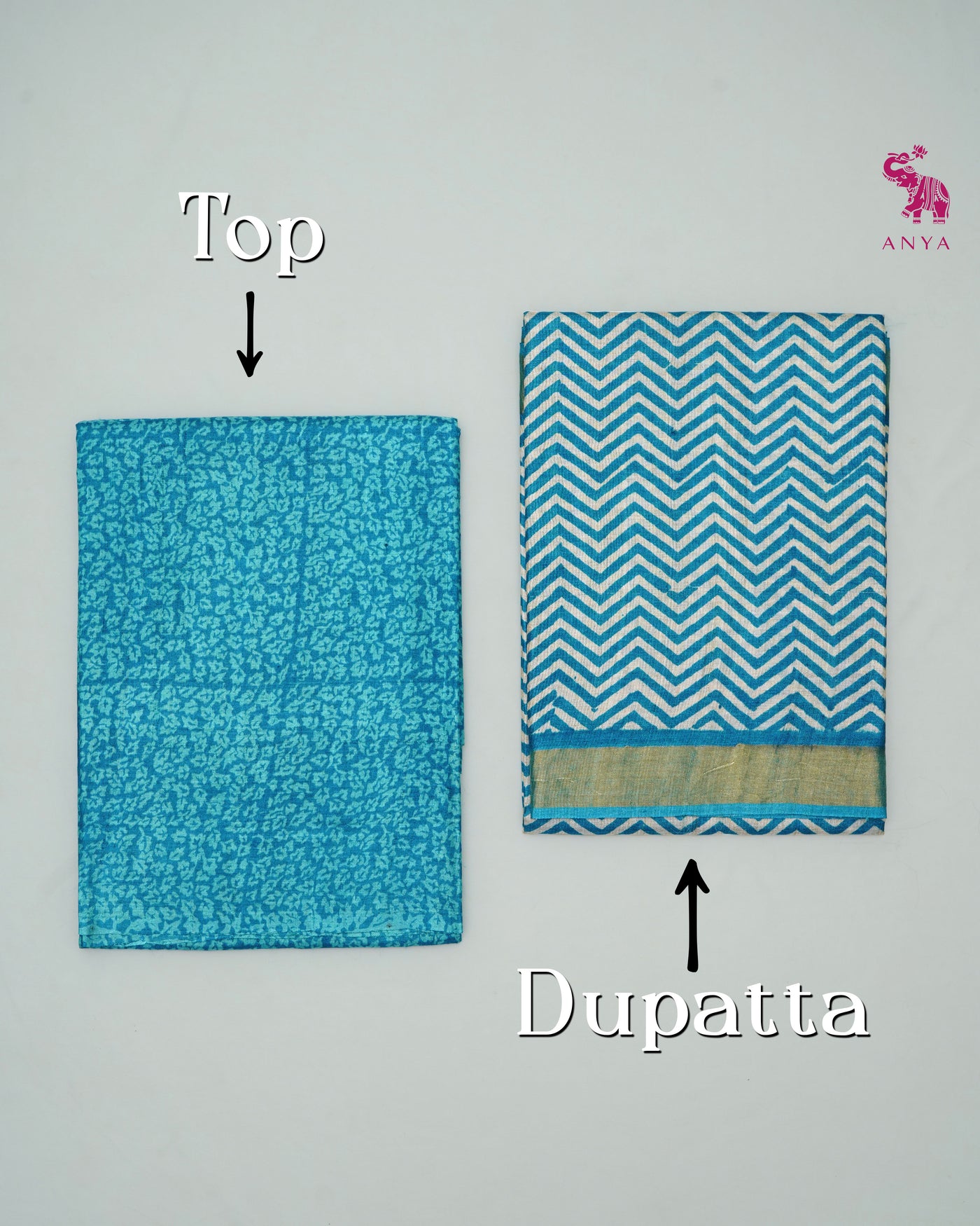 Blue Unstitched Tussar Salwar Set