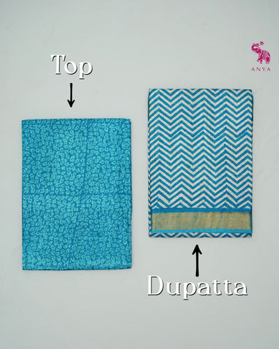 Blue Unstitched Tussar Salwar Set