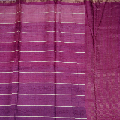 Violet Chanderi Saree with Kantha Work Design