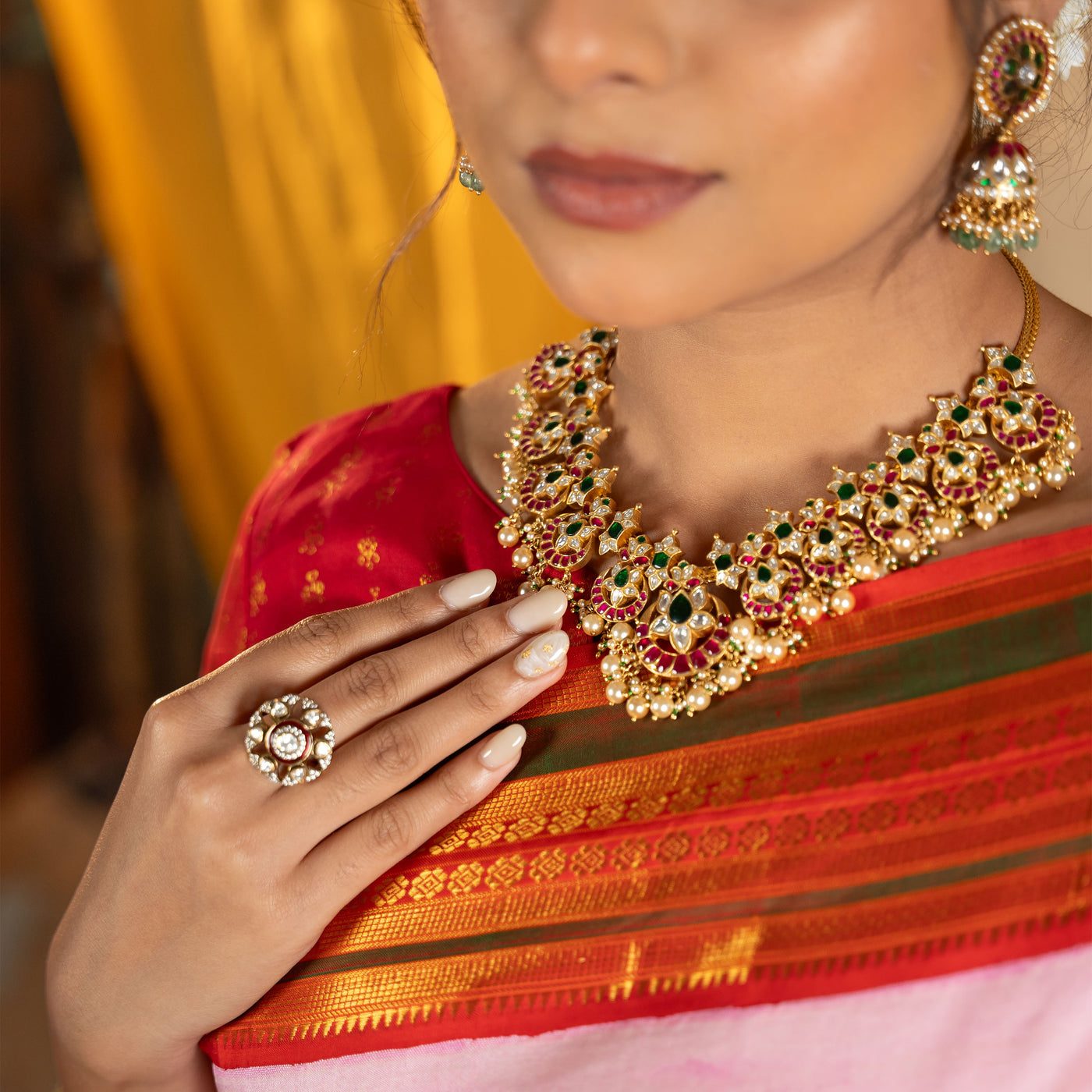 Lotus Pink Printed Kanchi Silk Saree with Floral Design