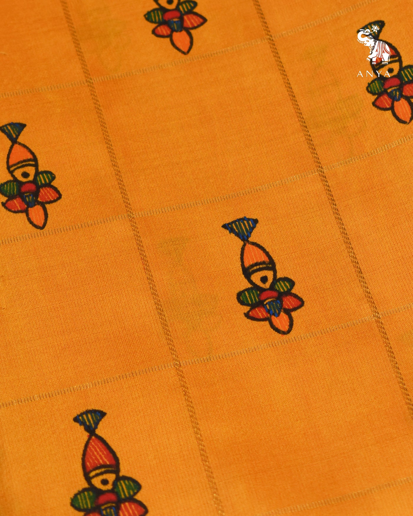 Mustard Madhubani Kanchi Silk Saree