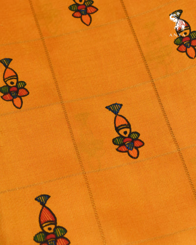 Mustard Madhubani Kanchi Silk Saree