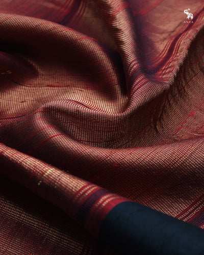 Black Raw Silk Saree with Zari Stripes Design