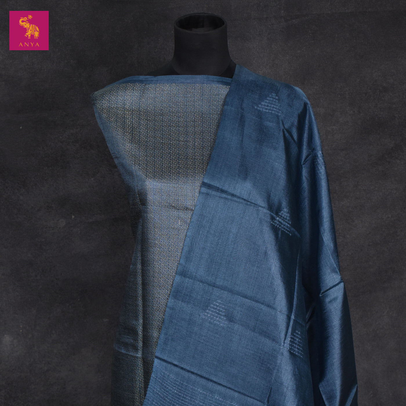 Peacock Blue Tussar Silk Salwar with Jacquard Design