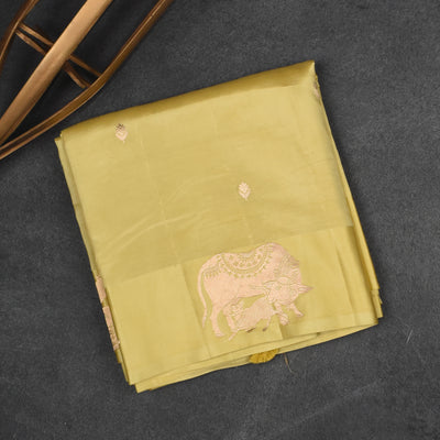 Yellow Banarasi Silk Saree with Zari Butta Design