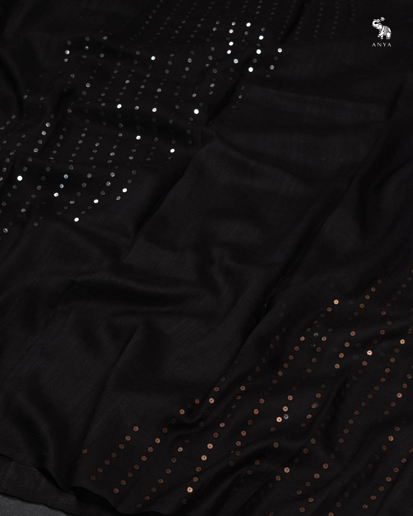 Black Matka Organza Sequins Saree