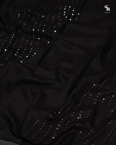 Black Matka Organza Sequins Saree