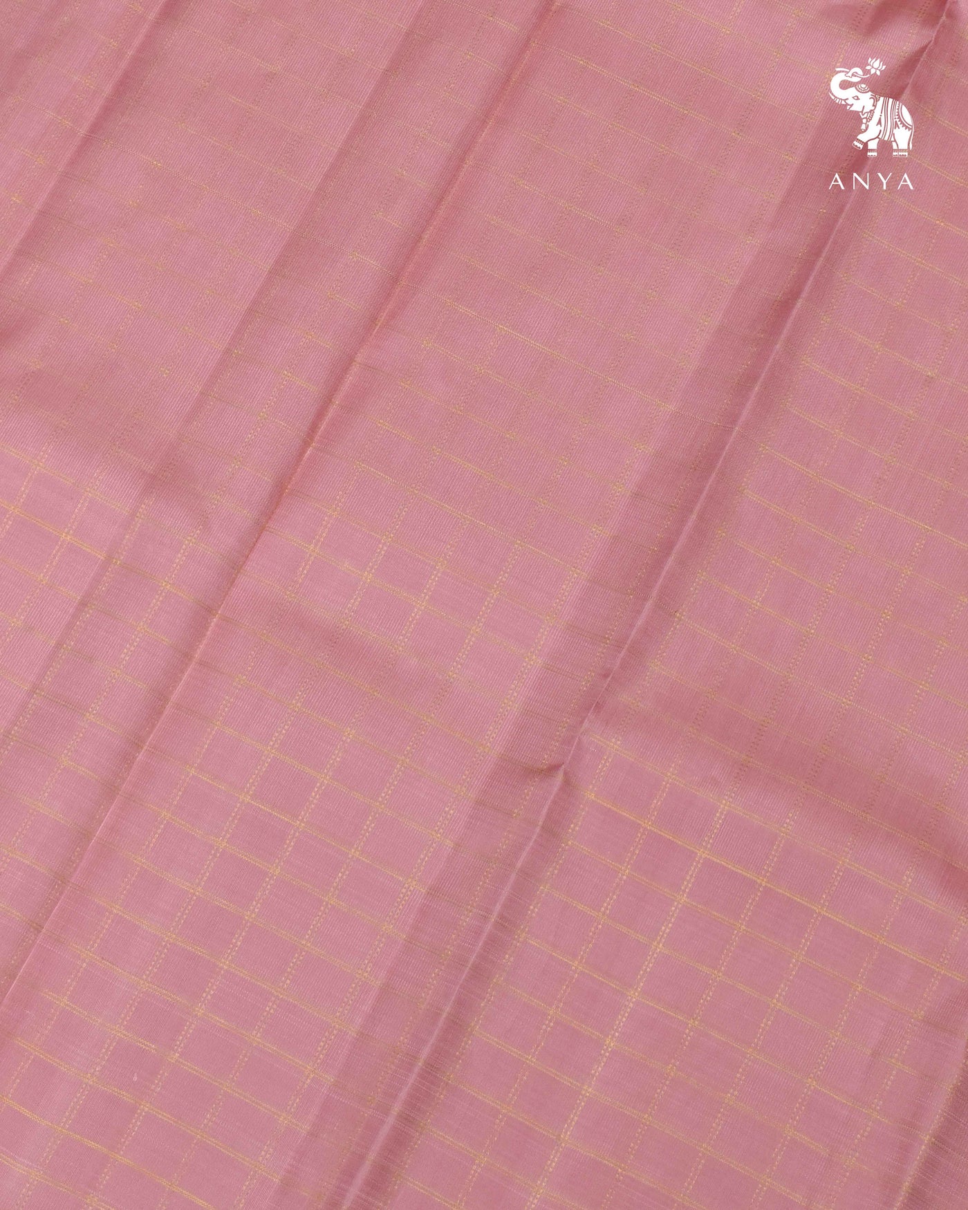 Onion Pink Kanchi Silk Fabric with Zari Kattam Design