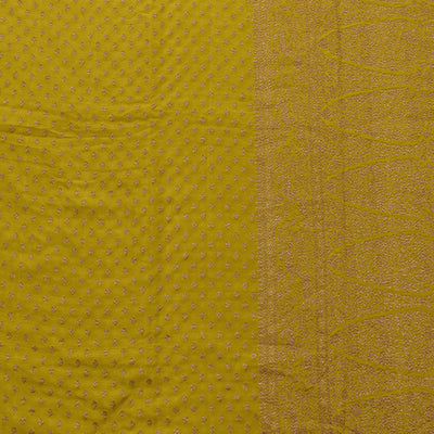 Arakku Mustard Crepe Banarasi Silk Saree with Small Zari Butta Design