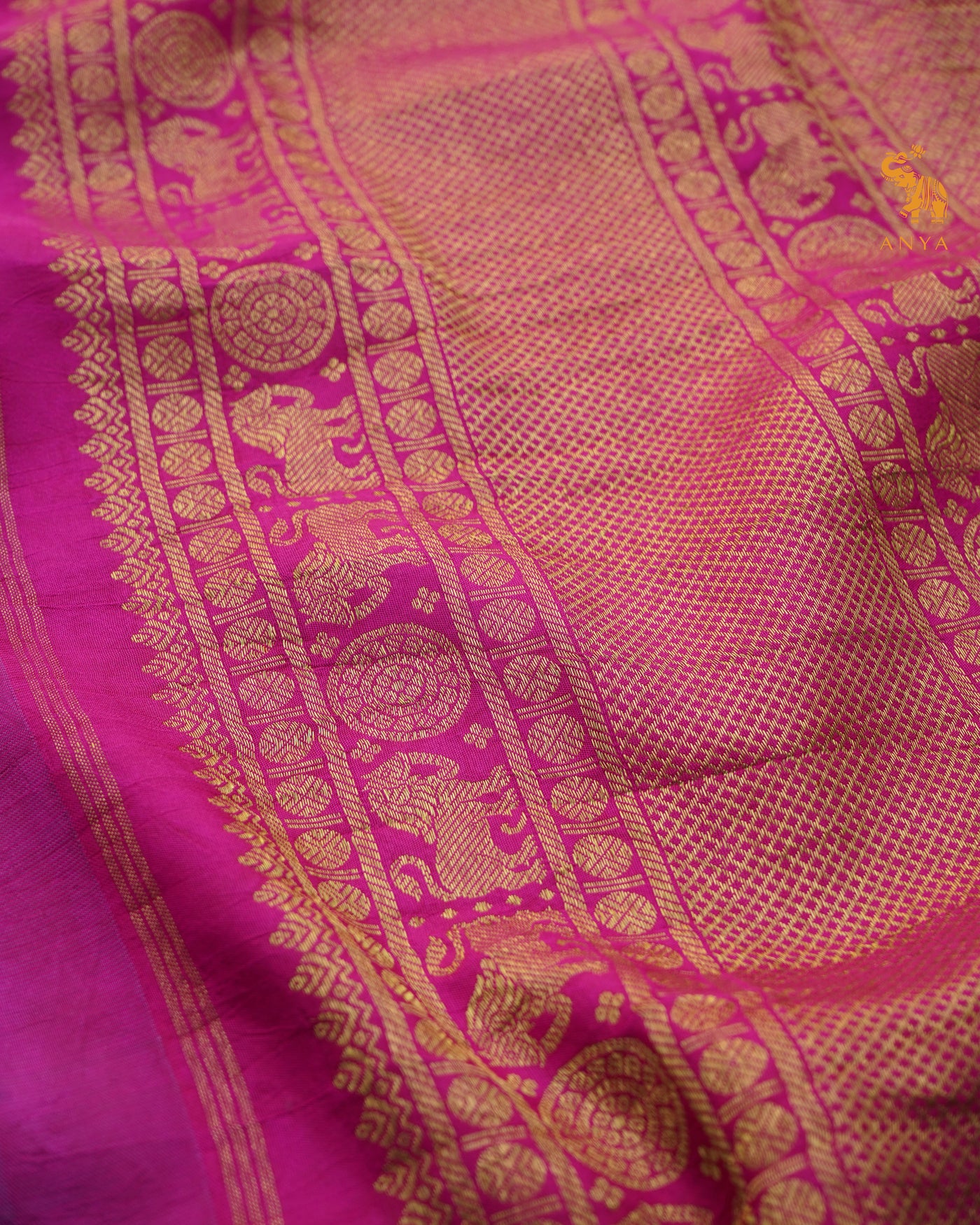 Grey Pen Kalamkari Kanchi Silk Saree with Creeper Design