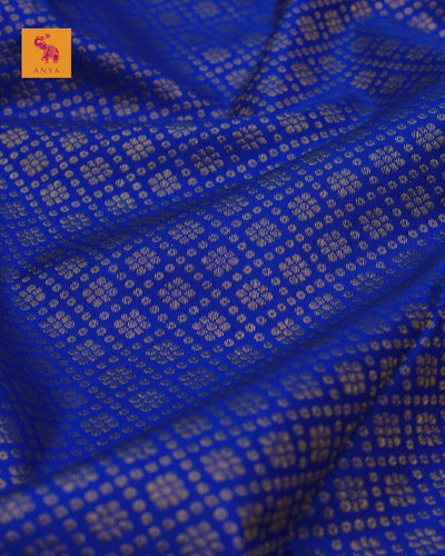 Ms Blue Kanchi Silk Fabric with Kamalam Butta Design