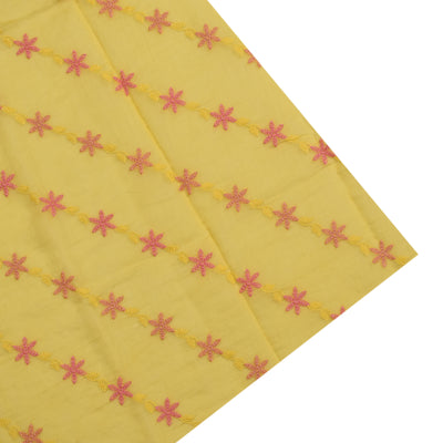Pink Zari Checks Tussar Silk Saree with Yellow Embroidery Pallu and Blouse