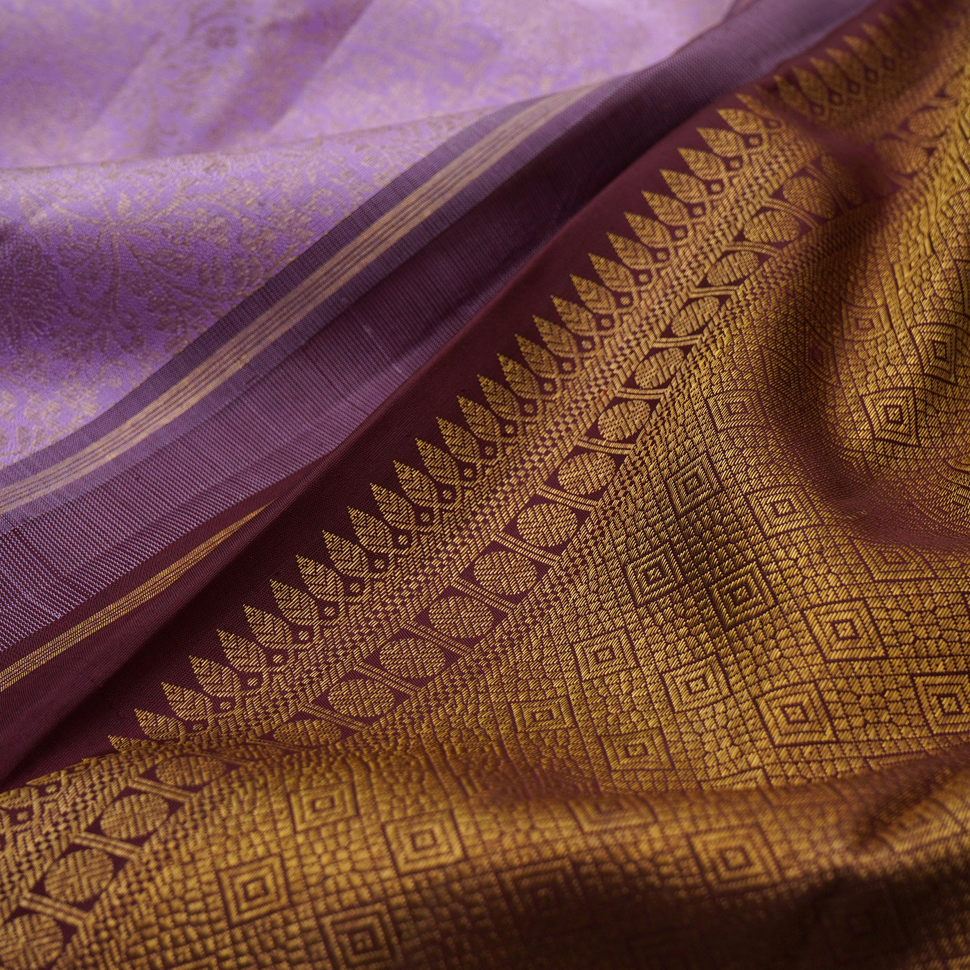 Lavender Kanchi Silk Saree with Creeper Zari Design