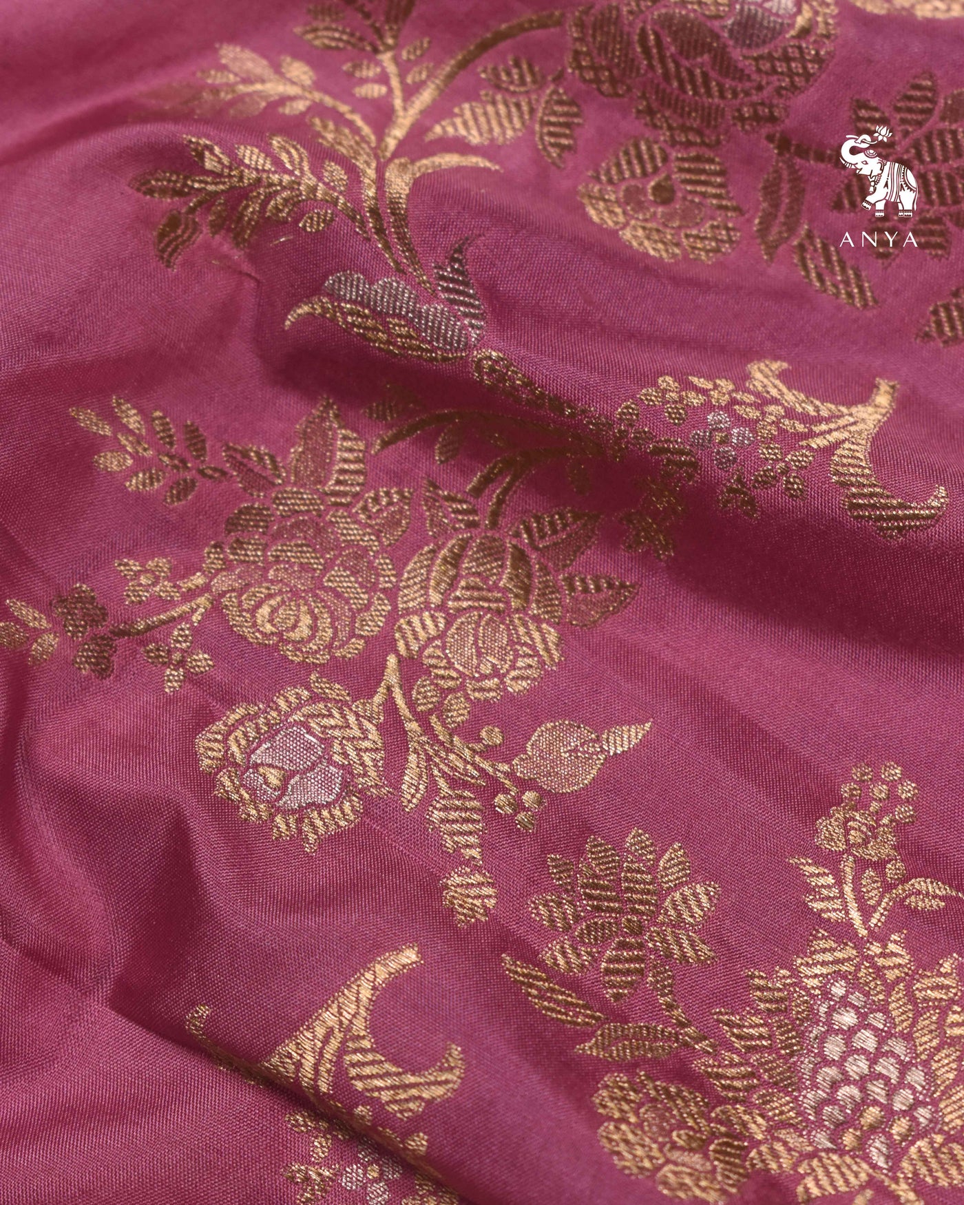 Lotus Pink Banarasi Silk Saree with Creeper Design