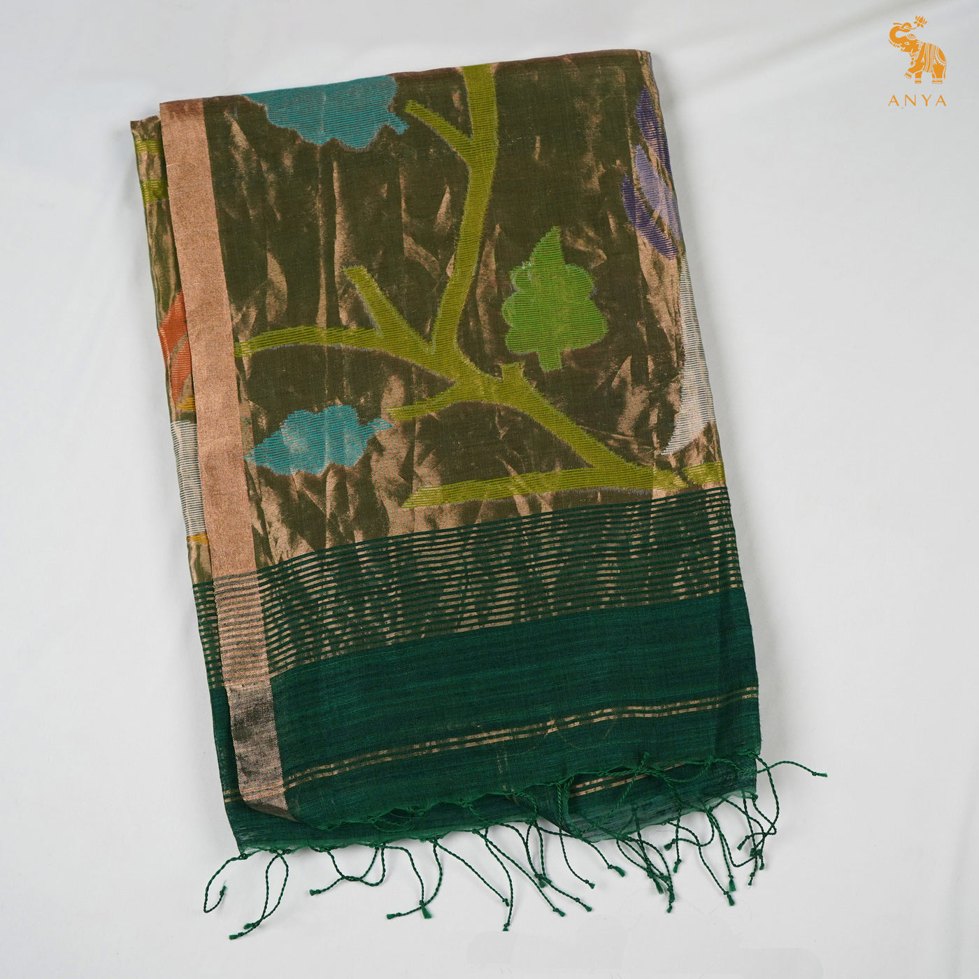 Green Tissue Sequins Saree with Paithani Pallu