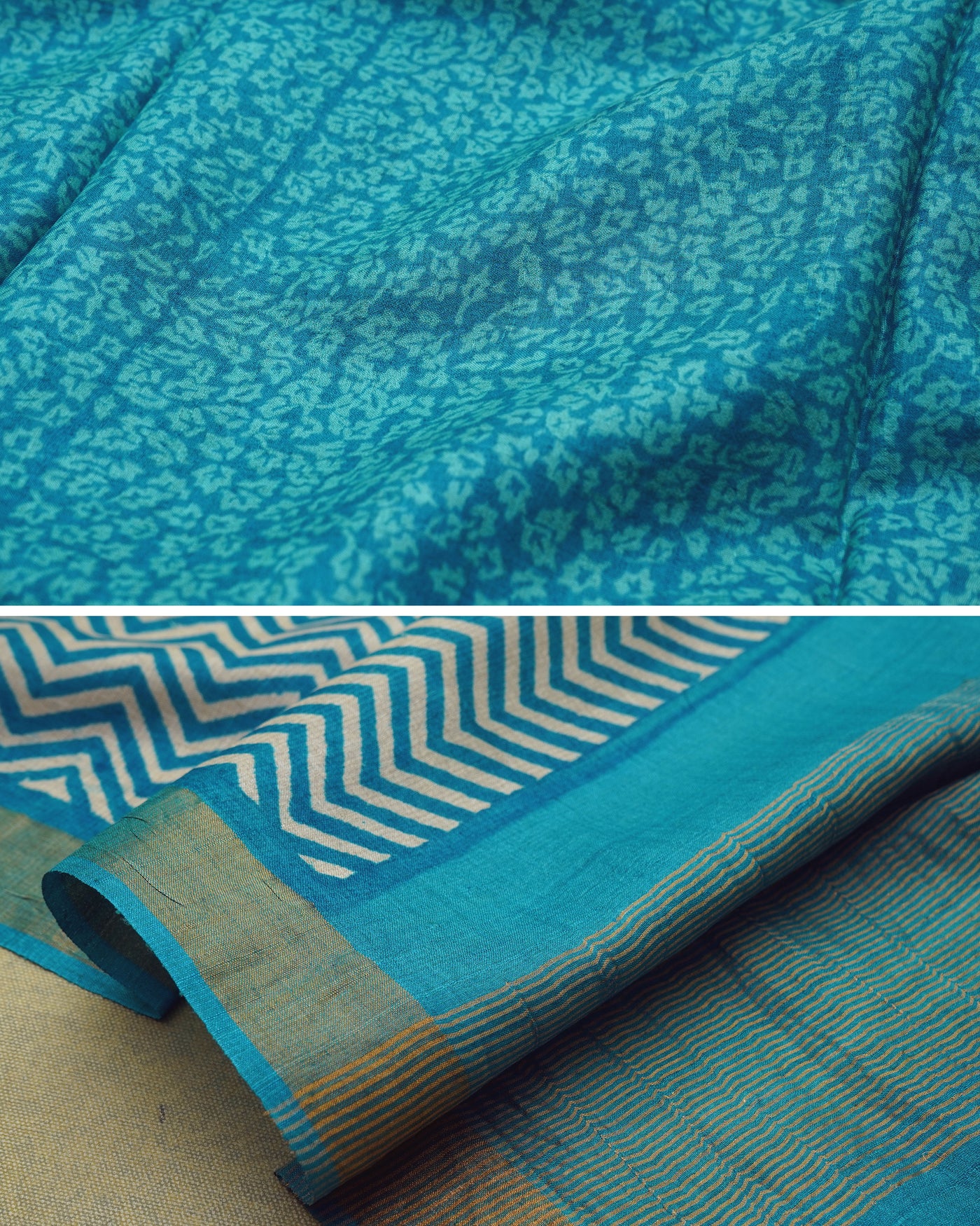 Blue Unstitched Tussar Salwar Set