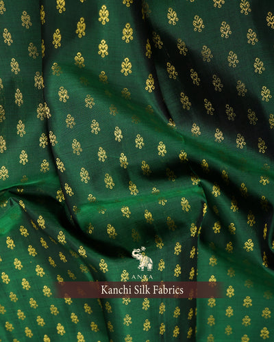 Bottle Green Kanchi Silk Fabric with Jewel Butta Design