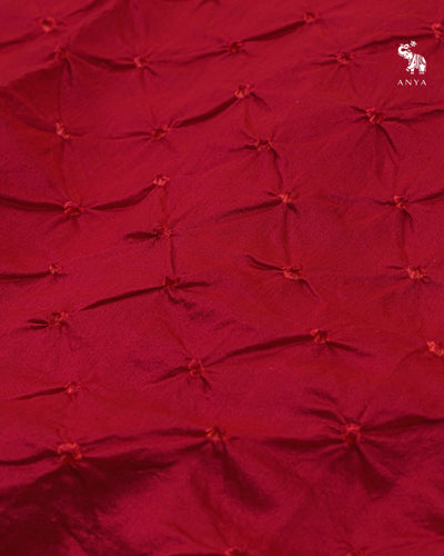 Pink Bhandhini Silk Fabric with Peach Border Design