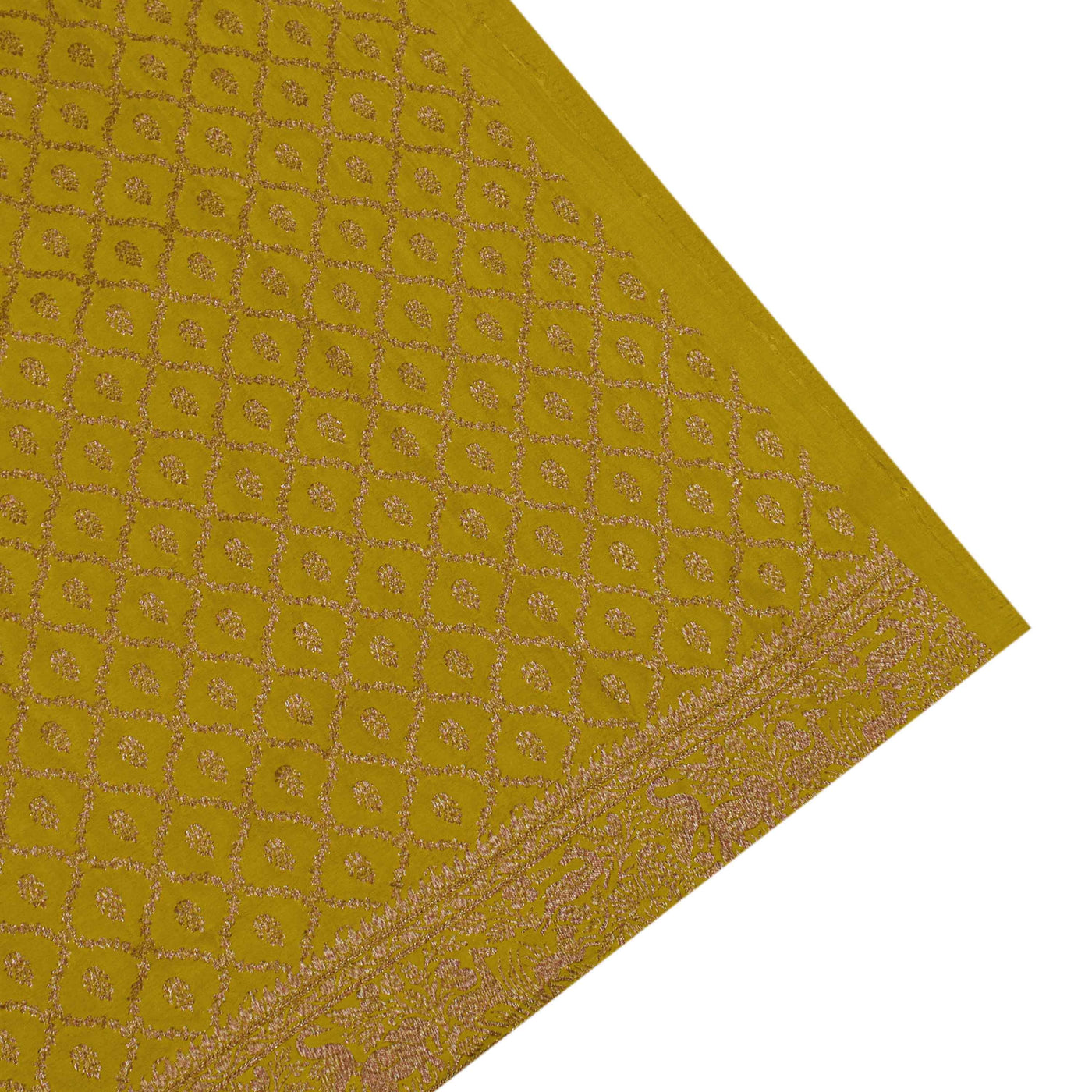 Arakku Mustard Crepe Banarasi Silk Saree with Small Zari Butta Design