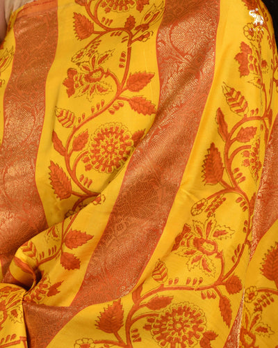 Mustard Printed Kanchi Silk Saree