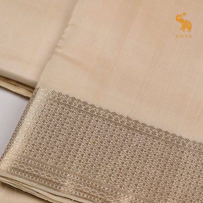 Off White Kanchi Silk Dhoti With Shirt Fabric and Angavastram