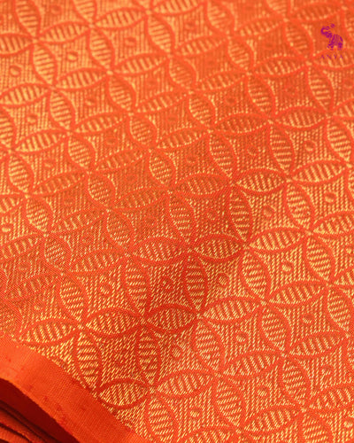 Orange Kanchi Silk Fabric with Getti Zari Design