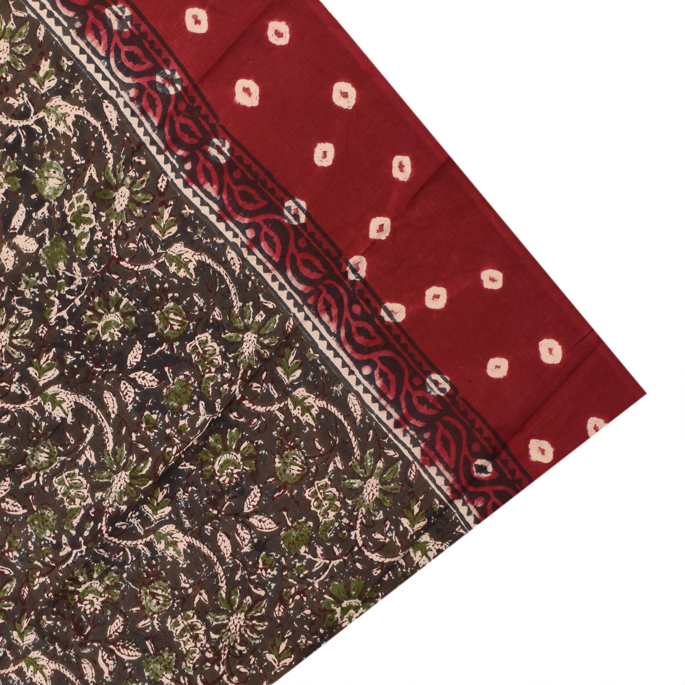 Maroon Cotton Kota Saree with Bhandhini Print Design