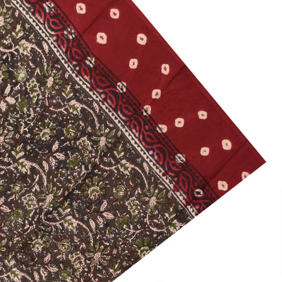 Maroon Cotton Kota Saree with Bhandhini Print Design