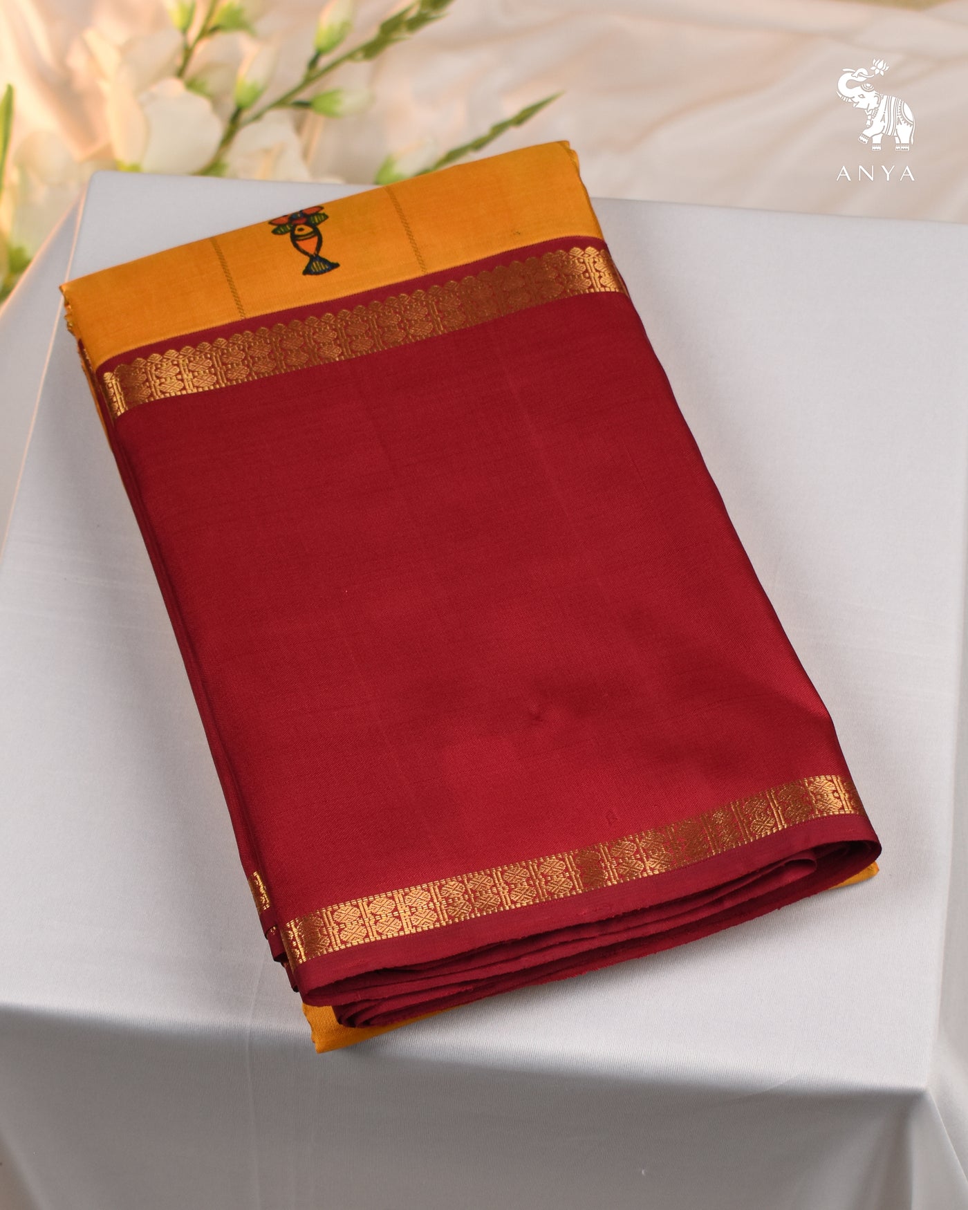 Mustard Madhubani Kanchi Silk Saree
