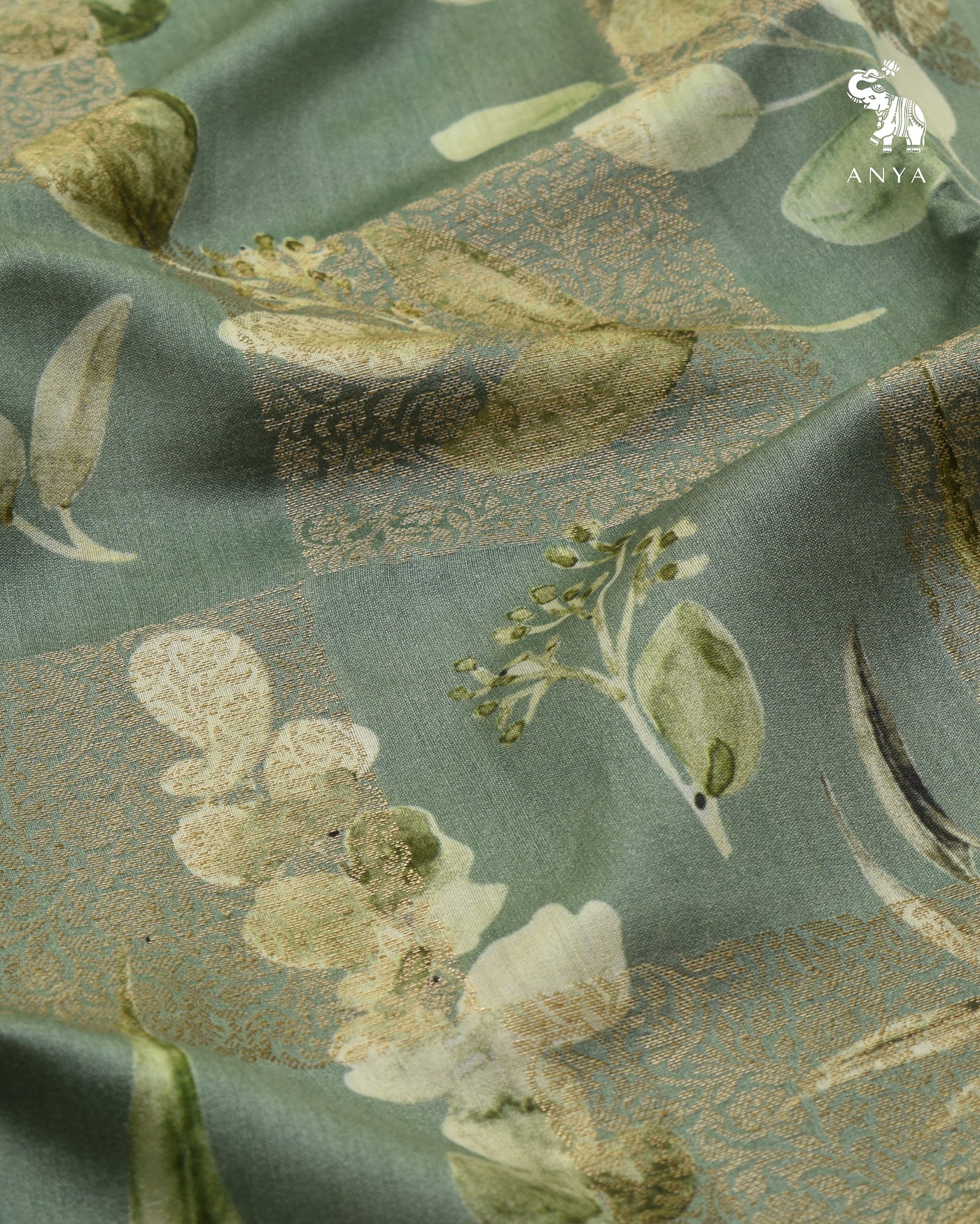 Pastel Green Banarasi Silk Saree with Box Floral Zari Design