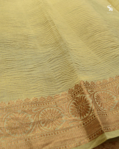 Lemon Yellow Multicolour Tissue Saree with Crush Tissue Pallu