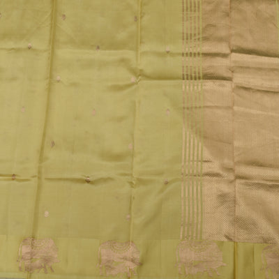 Yellow Banarasi Silk Saree with Zari Butta Design