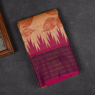 Sandal Eco Print Kanchi Silk Saree