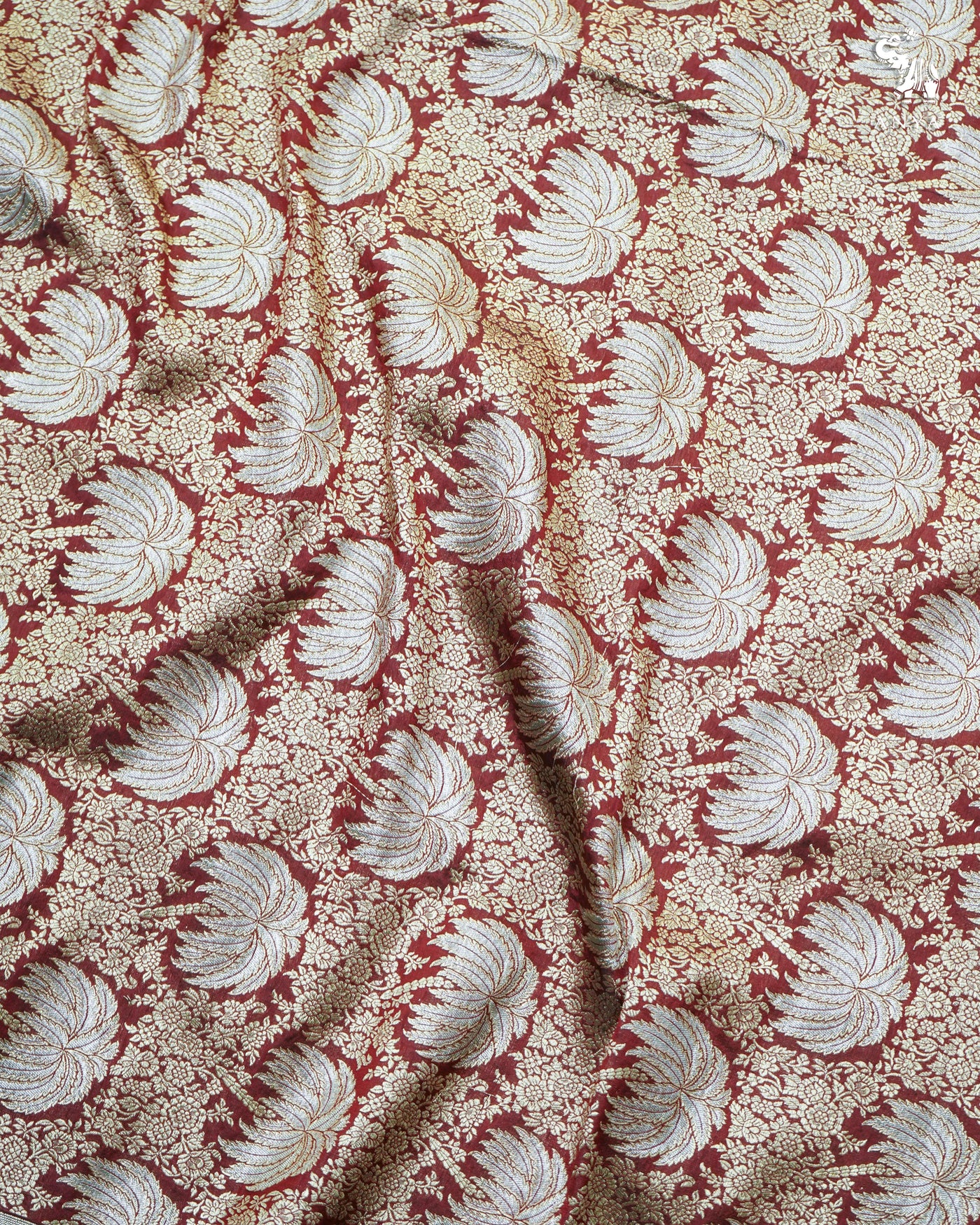 V Pakku Banarasi Silk Fabric with Floral Zari Design