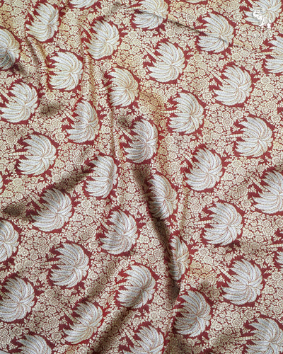 V Pakku Banarasi Silk Fabric with Floral Zari Design