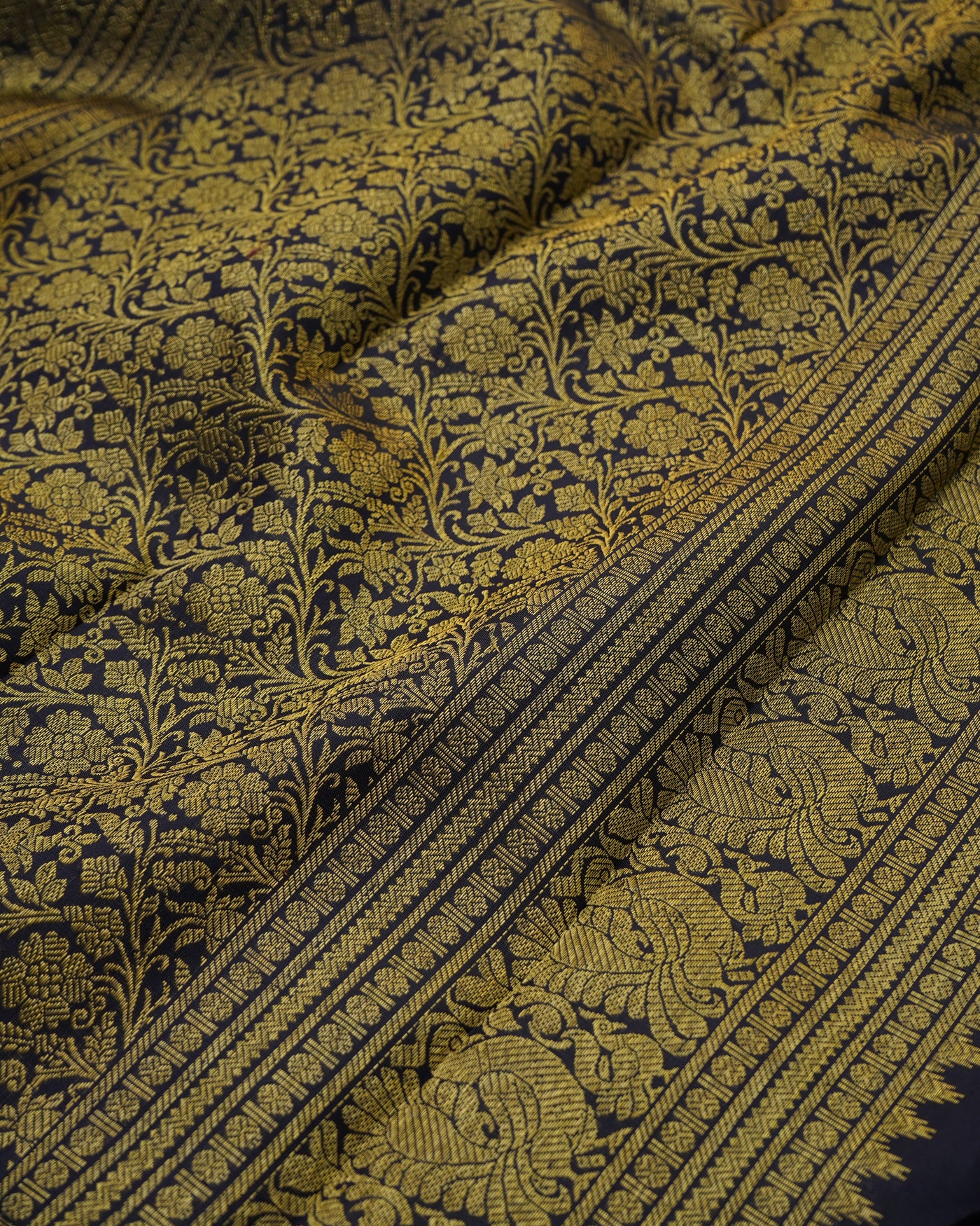 Off White Kanchi Silk Saree with Mango Butta Design