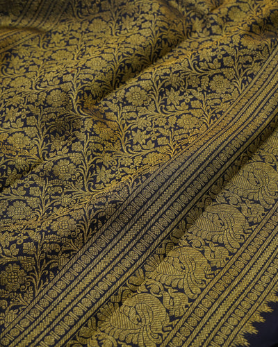 Off White Kanchi Silk Saree with Mango Butta Design