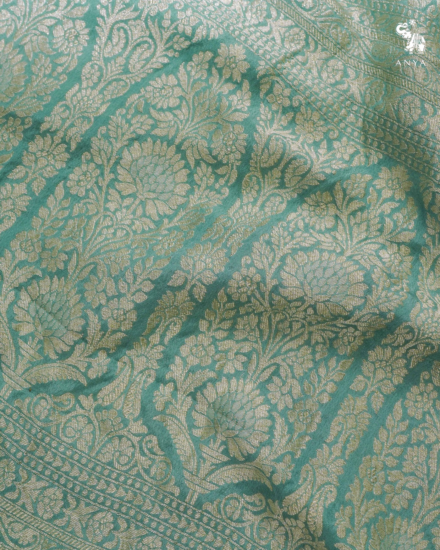 Pastel Blue Crepe Banarasi Silk Saree with Zari Butta Design