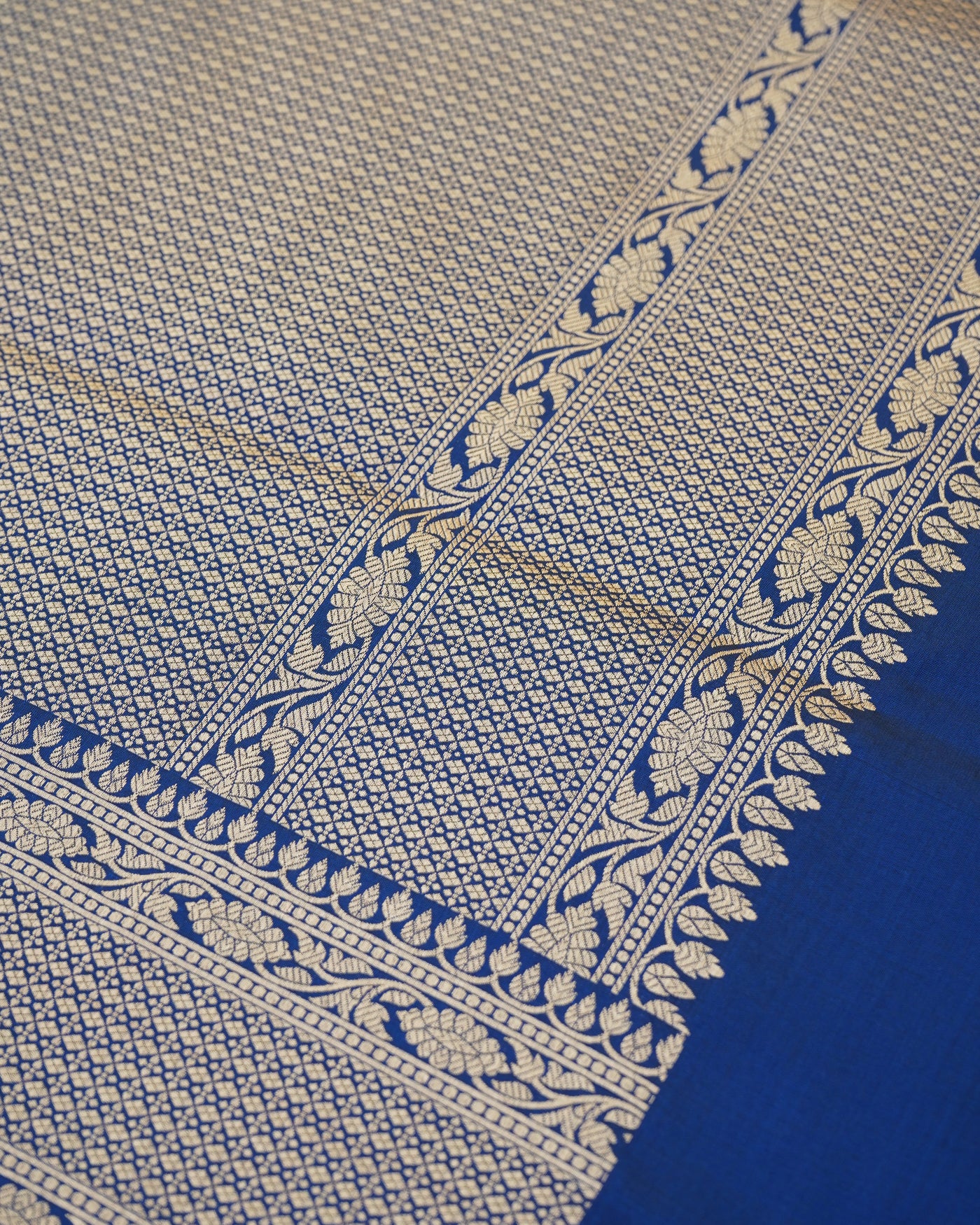 Ms Blue Banarasi Silk Saree with Small Zari Butta Design