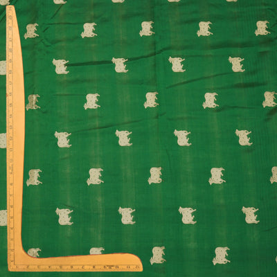 Bottle Green Banarasi Silk Fabric with Cow Butta Design