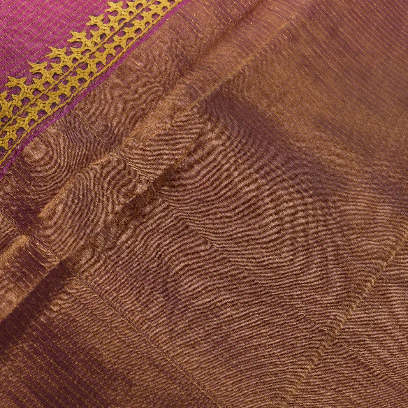 Magenta Pink Tussar Silk Saree with Kutch Work Design
