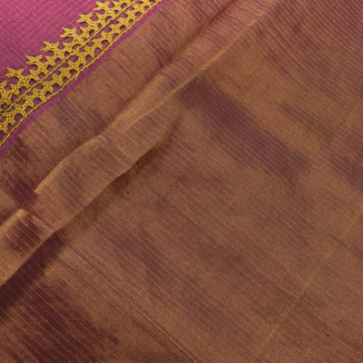 Magenta Pink Tussar Silk Saree with Kutch Work Design