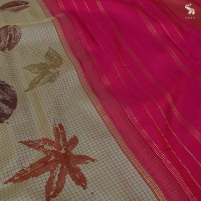 Apple Green Eco Print Kanchi Silk Saree