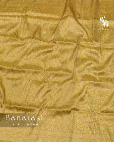 Yellow Banarasi Silk Saree with Floral Creeper Design