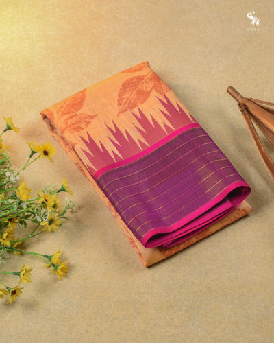 Sandal Eco Print Kanchi Silk Saree