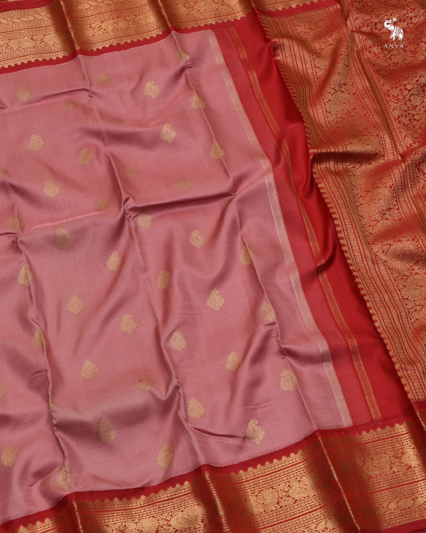 Onion Pink Kanchi Classic Saree with Zari Butta Design