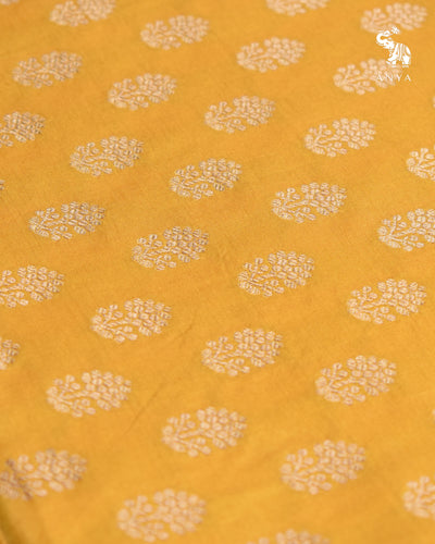 Yellow Banarasi Silk Saree with Zari Butta Design