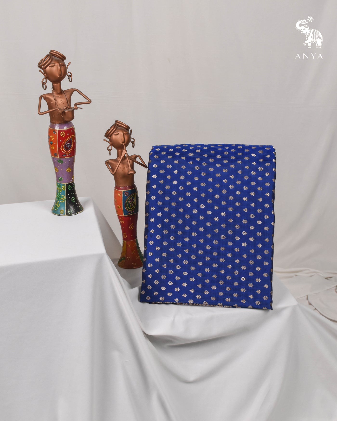 Ms Blue Banarasi Silk Saree with Small Zari Butta Design