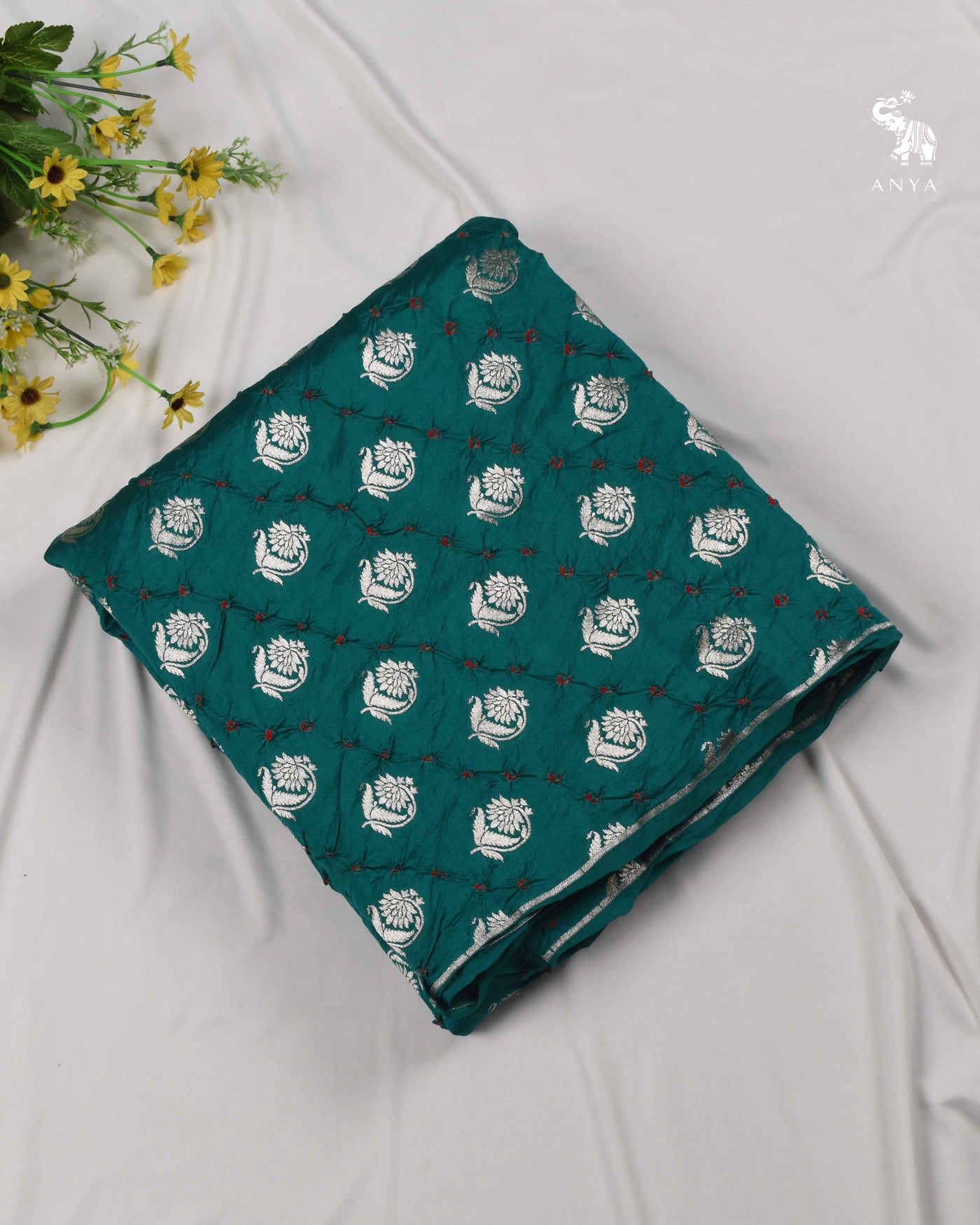 Rexona Bhandhini Silk Fabric with Flower Butta Design