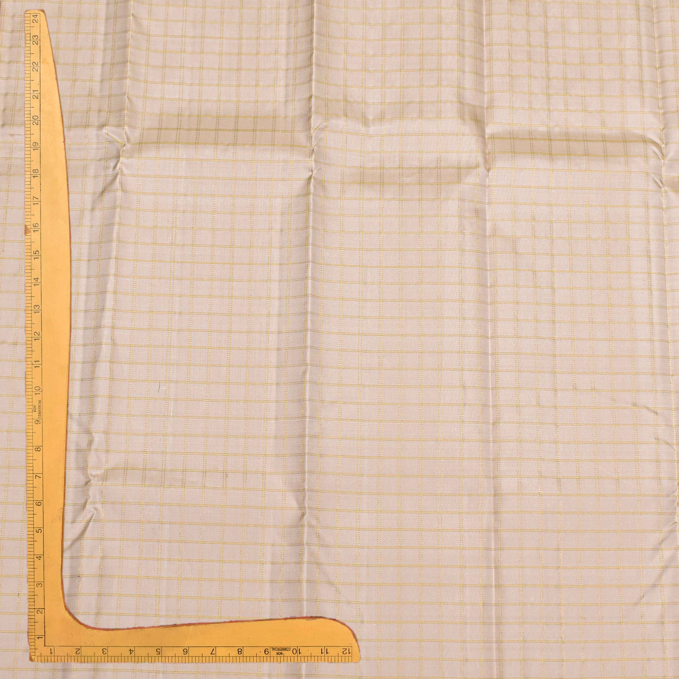 Off White Kanchi Silk Fabric with Medium Zari Kattam Design